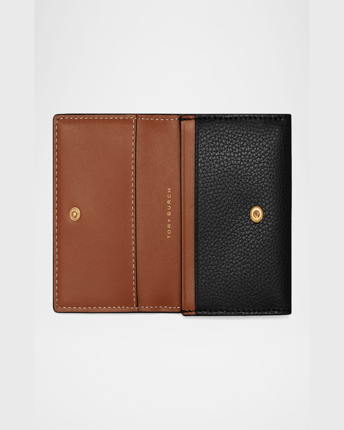 Tory Burch Robinson Leather Bifold Card Case In Black