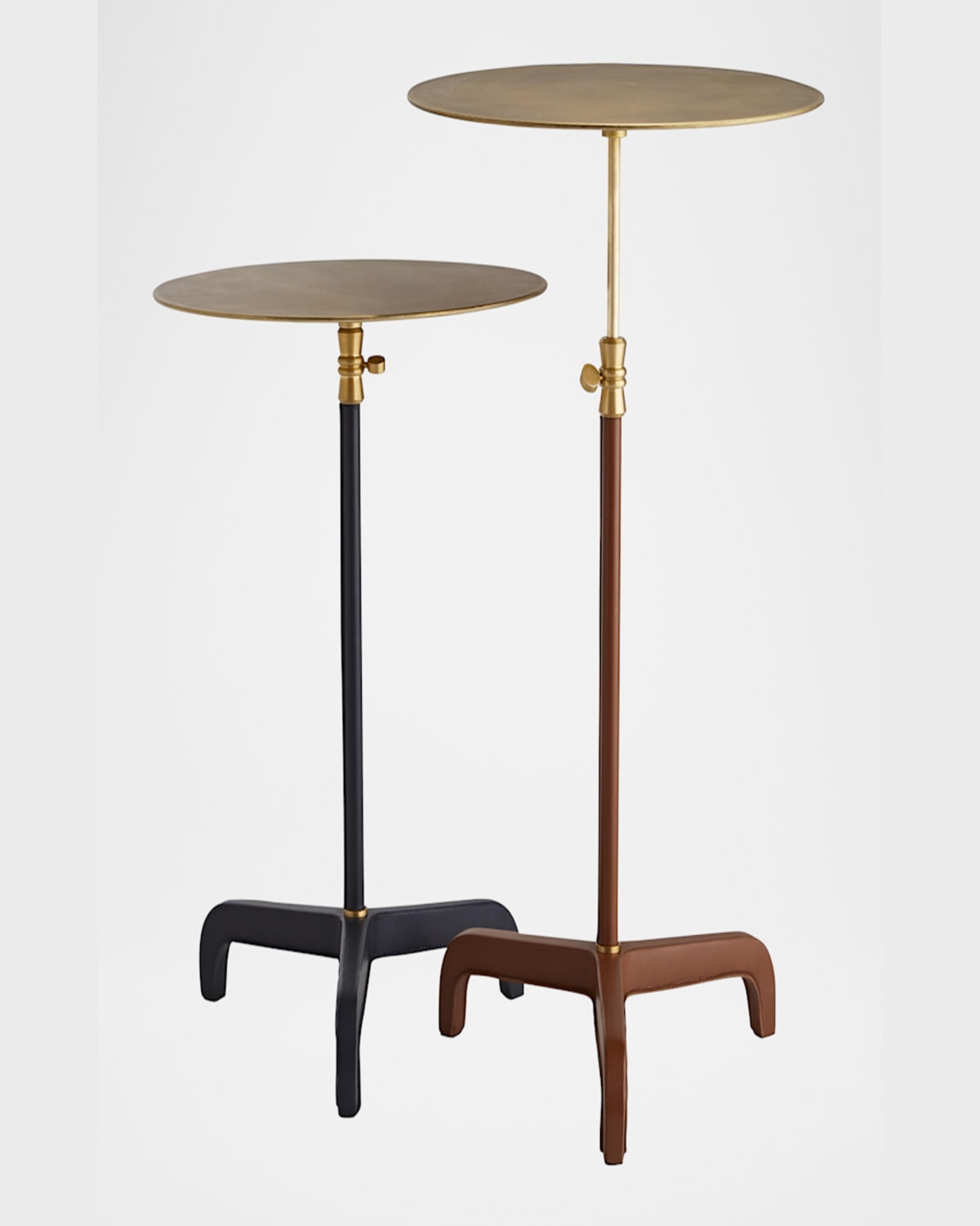 Arteriors Addison Adjustable Leather Accent Table In Cognac