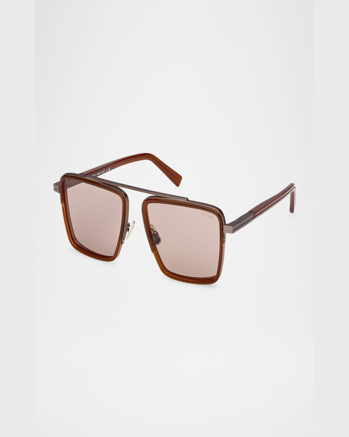 Zegna Aviator Frame Sunglasses In Brown