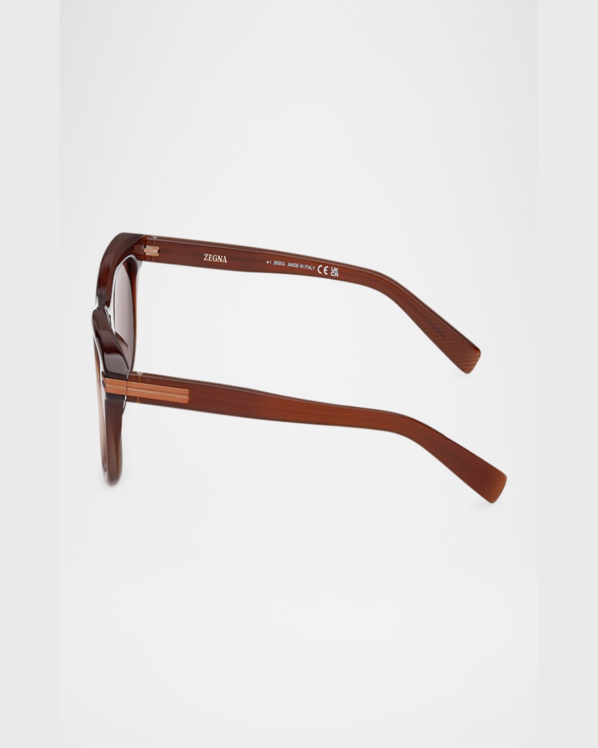 Zegna Men's Acetate Square Sunglasses In Shiny Opal Vicuna To Opal Light Brown