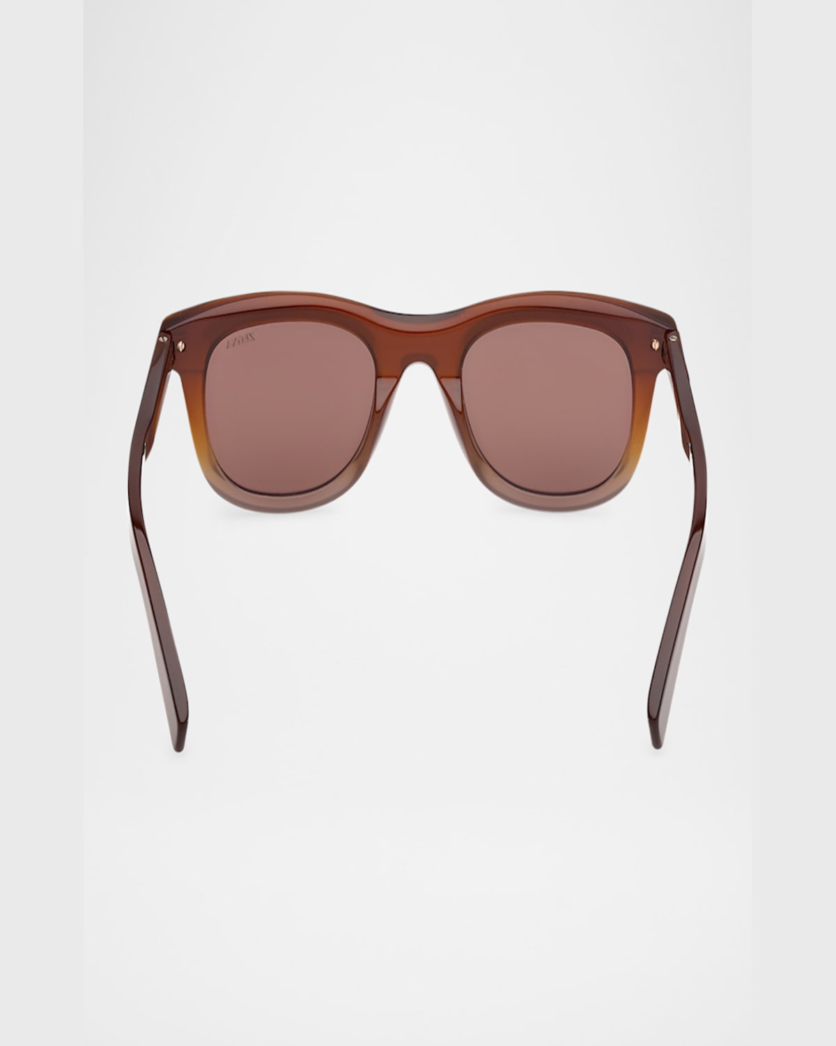 Zegna Men's Acetate Square Sunglasses In Shiny Opal Vicuna To Opal Light Brown
