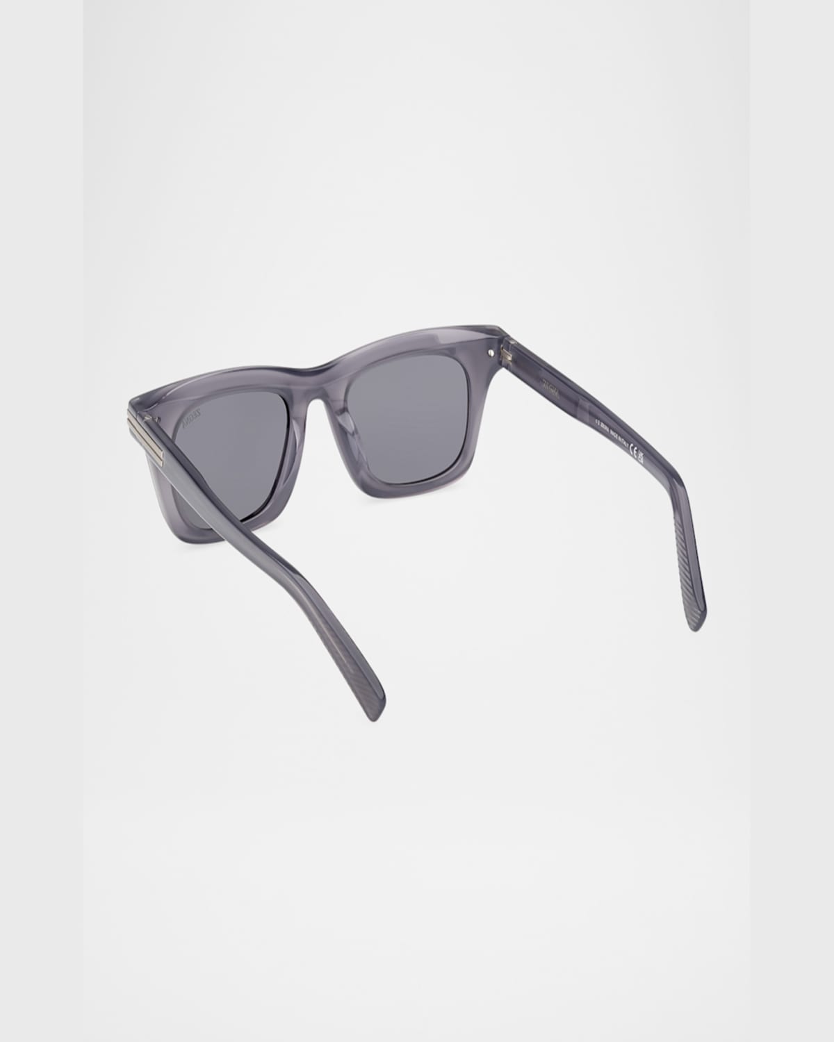 Zegna Angular-frame Sunglasses In Shiny Opal Grey Matte Palladium