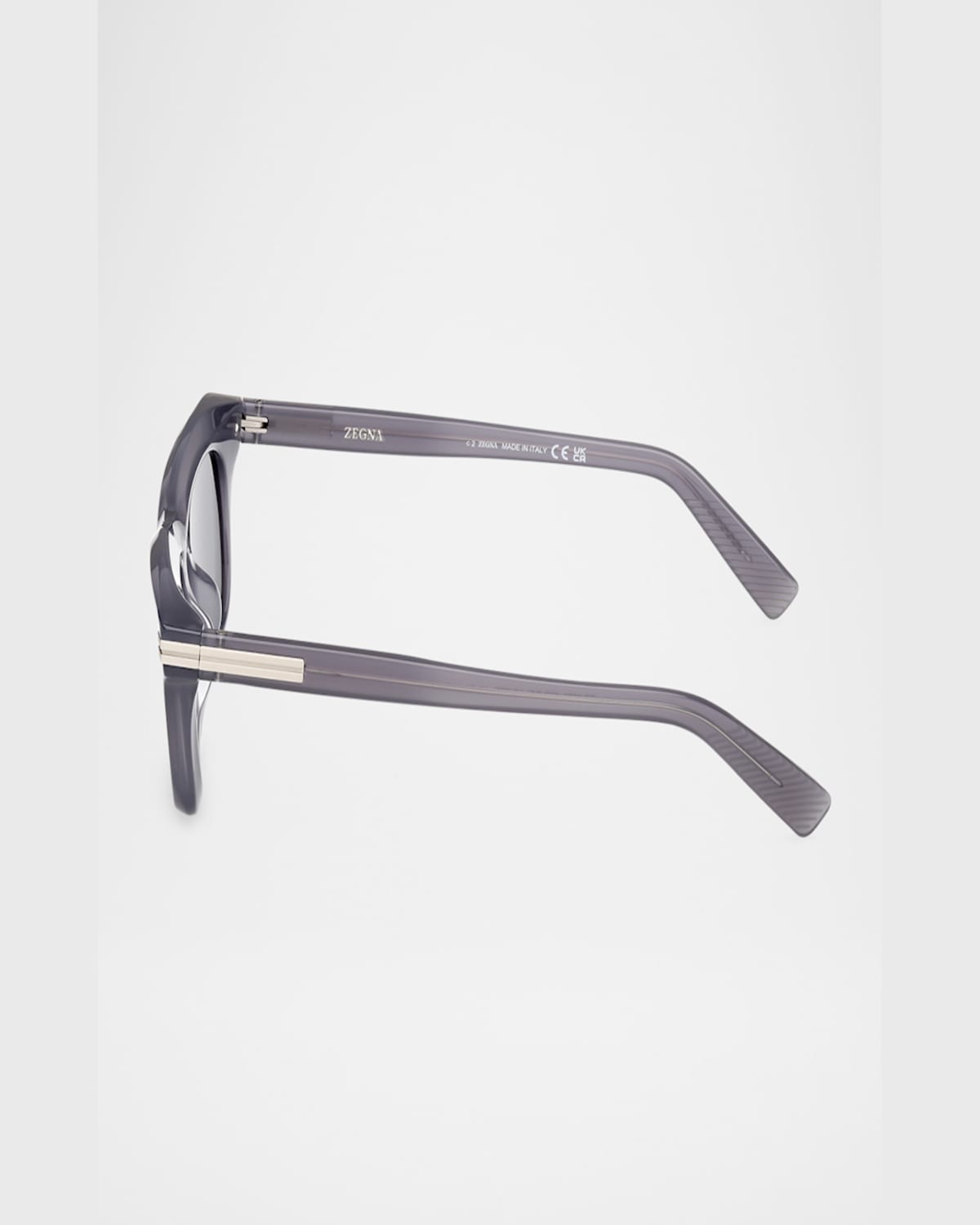 Zegna Angular-frame Sunglasses In Shiny Opal Grey Matte Palladium
