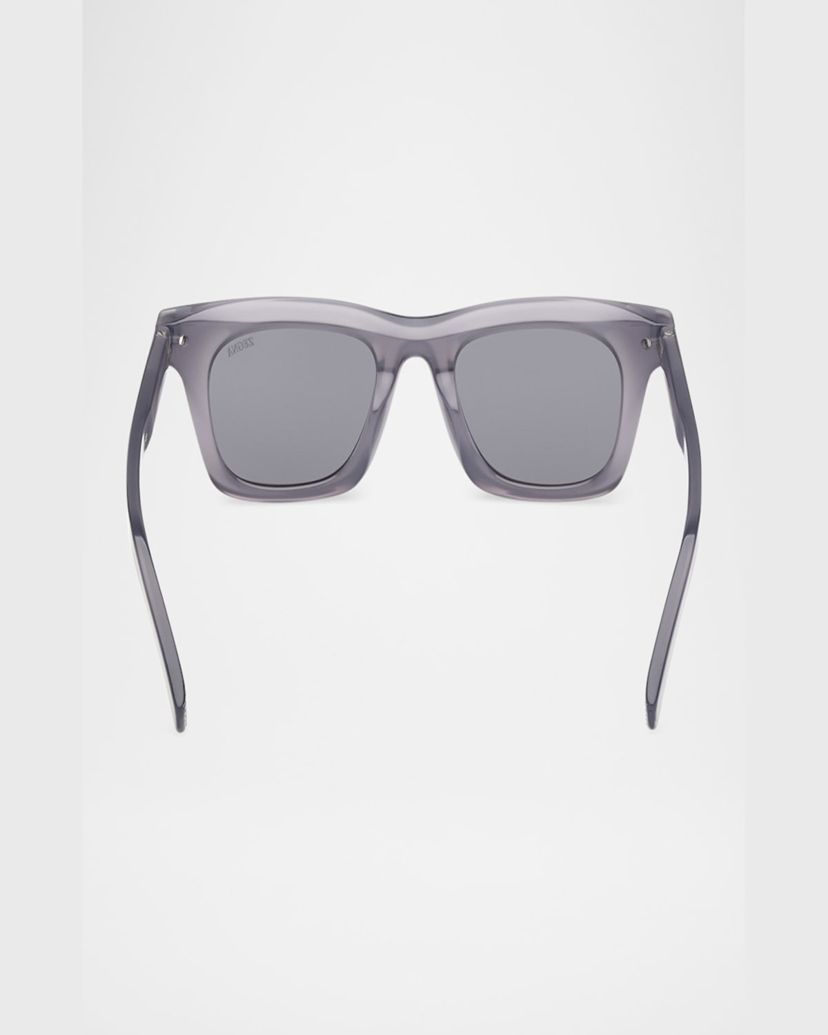 Zegna Angular-frame Sunglasses In Shiny Opal Grey Matte Palladium