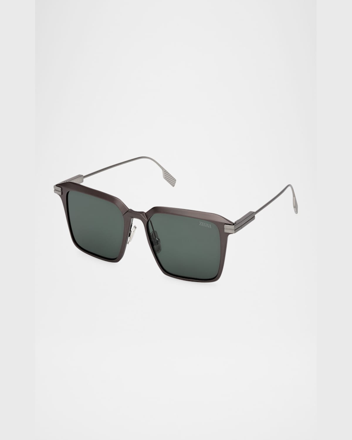 Zegna Men's Aluminum Square Sunglasses In Matte Grey Dark Grey Aniline
