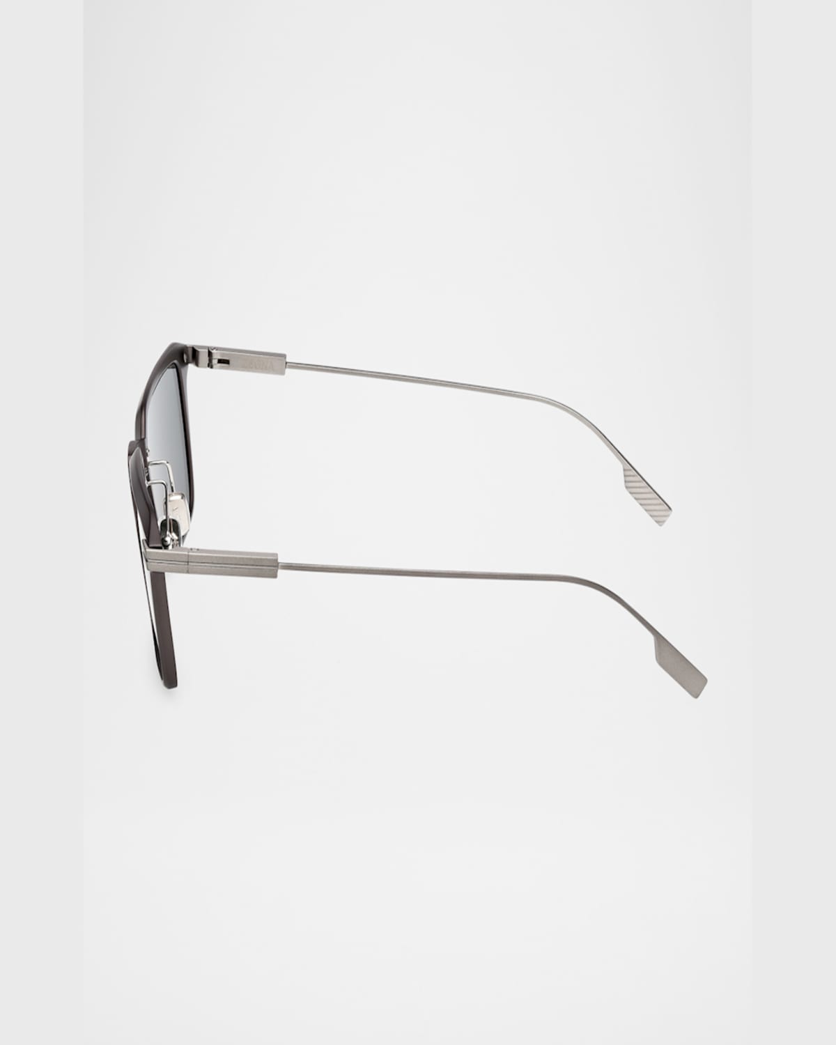 Zegna Men's Aluminum Square Sunglasses In Matte Grey Dark Grey Aniline