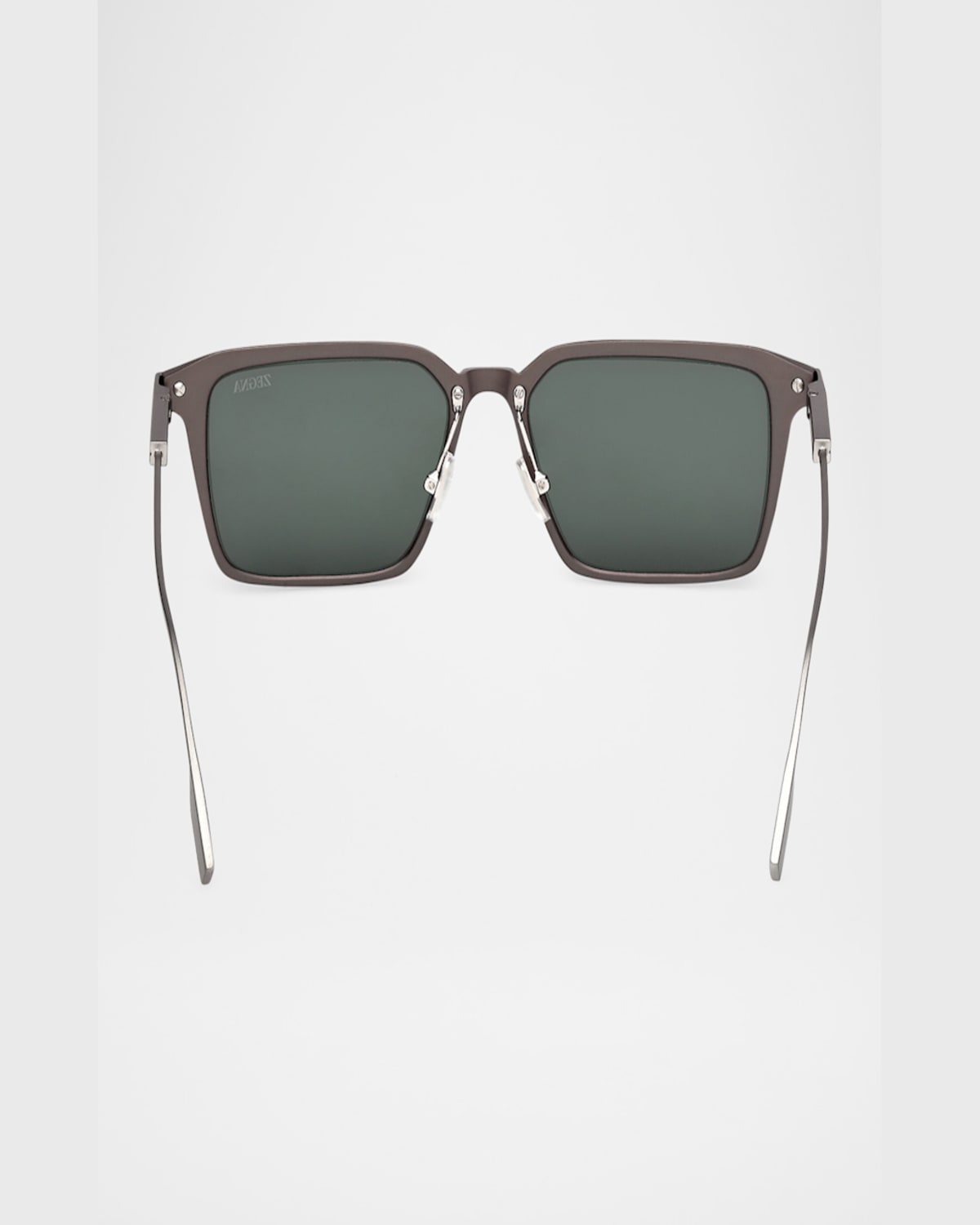 Zegna Men's Aluminum Square Sunglasses In Matte Grey Dark Grey Aniline