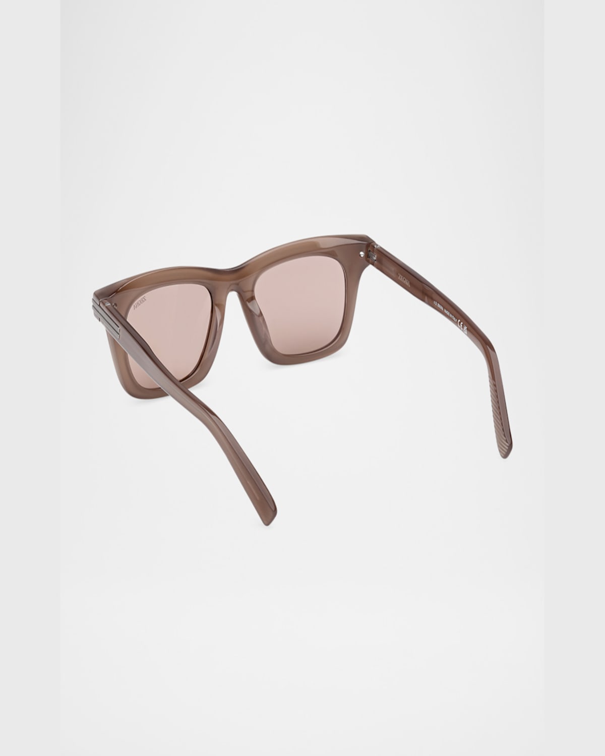 Zegna Men's Acetate Round Sunglasses In Shiny Milky Toupe Grey Matte Light Ruthenium