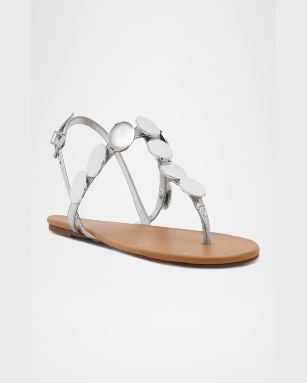 Shop Schutz Acacia Metallic Coin Flat Sandals In Prata