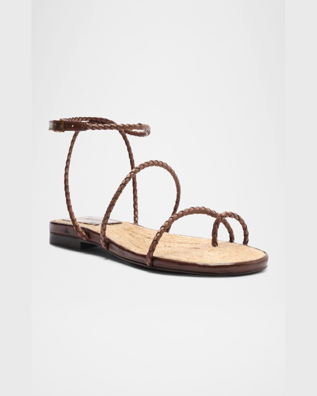 SCHUTZ KAYA BRAIDED LEATHER FLAT SANDALS 