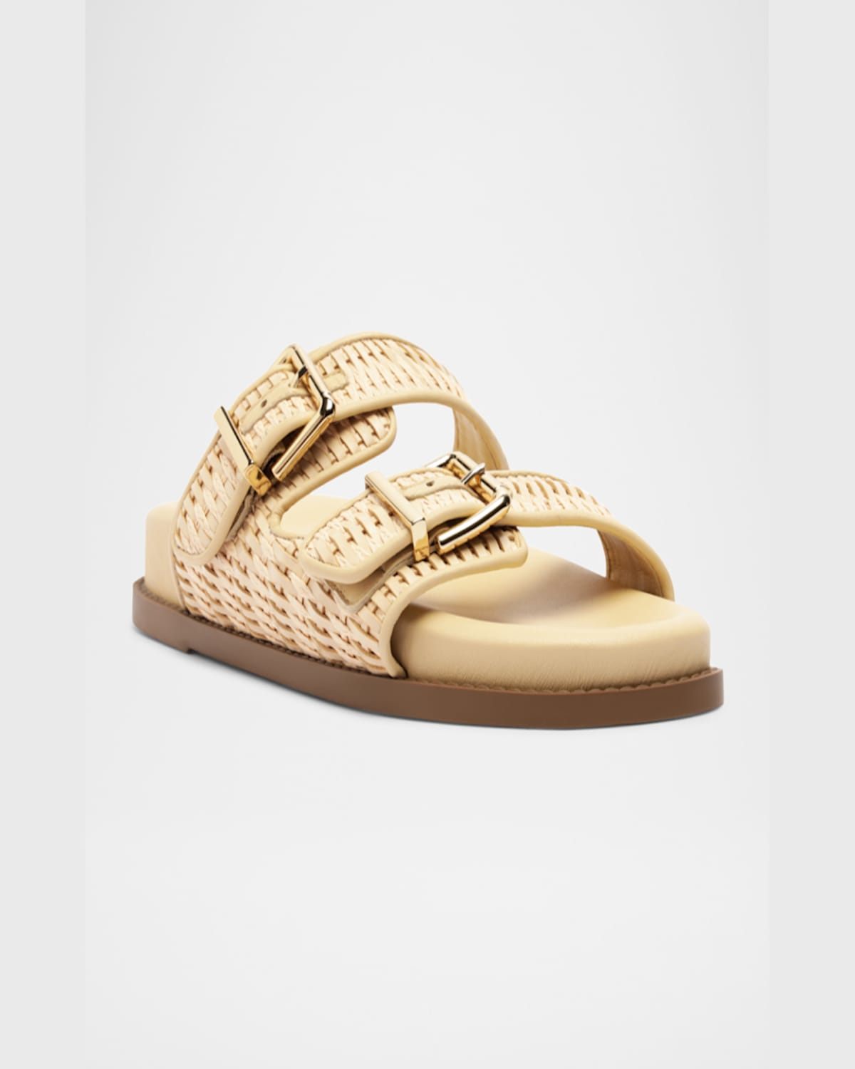 Schutz Naomi Woven Dual-buckle Slide Sandals In Natural Nibs