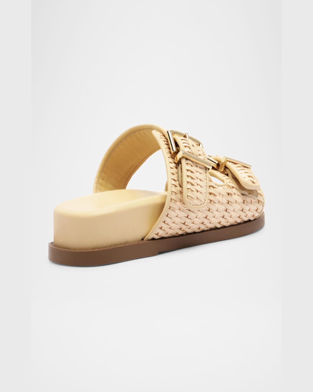 Schutz Naomi Woven Dual-buckle Slide Sandals In Natural Nibs