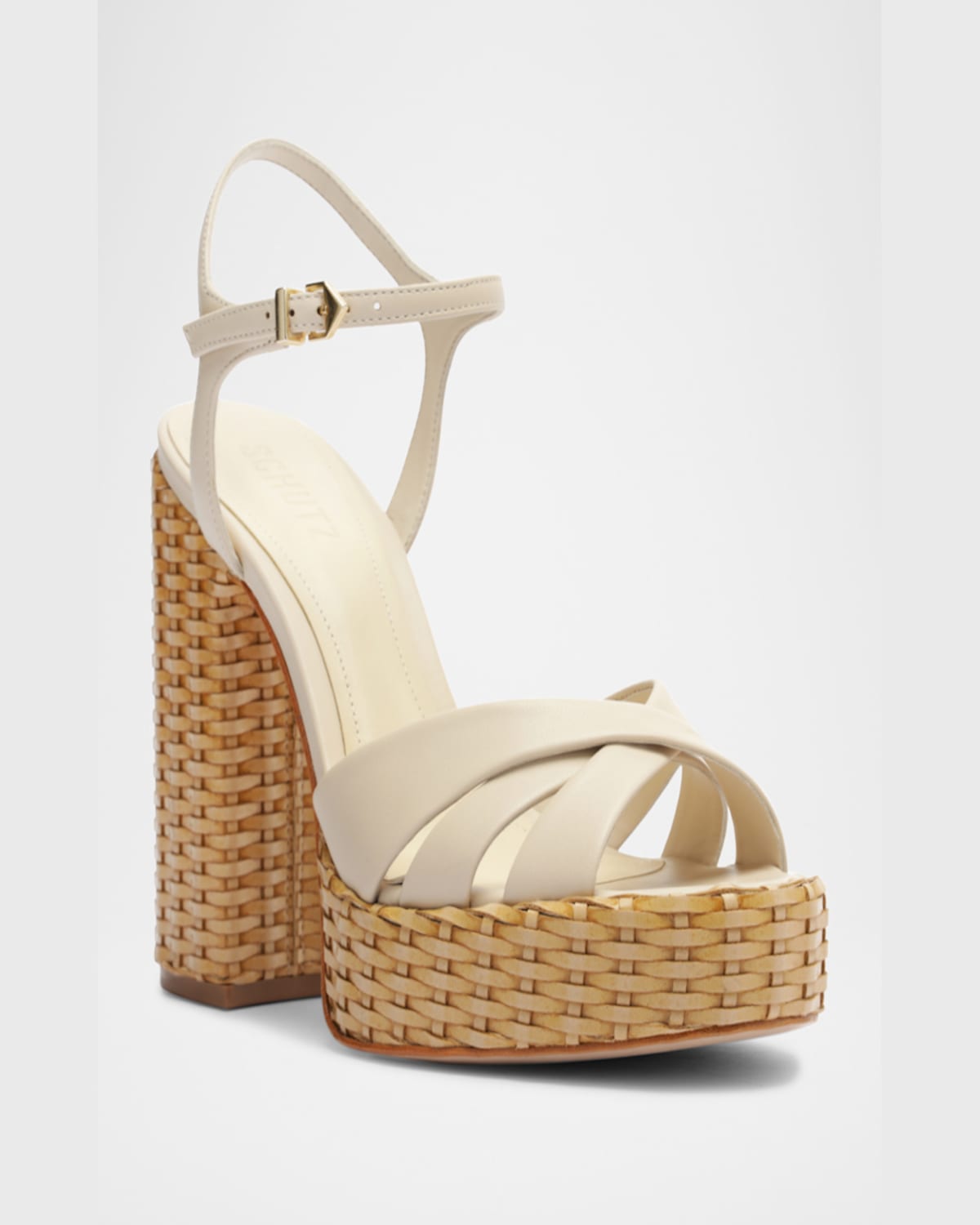 SCHUTZ KEEFA WOVEN-HEEL PLATFORM SANDALS 