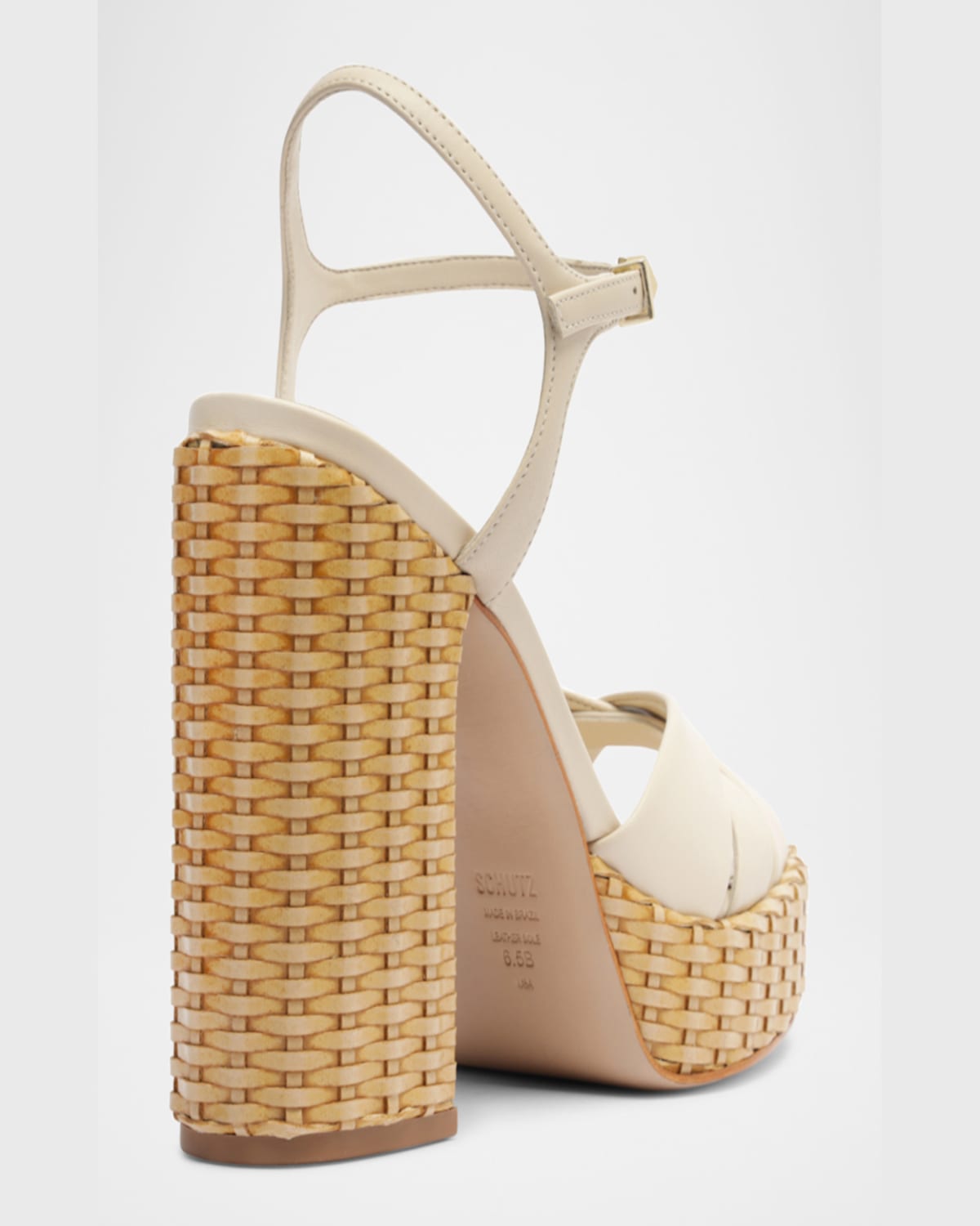 SCHUTZ KEEFA WOVEN-HEEL PLATFORM SANDALS 