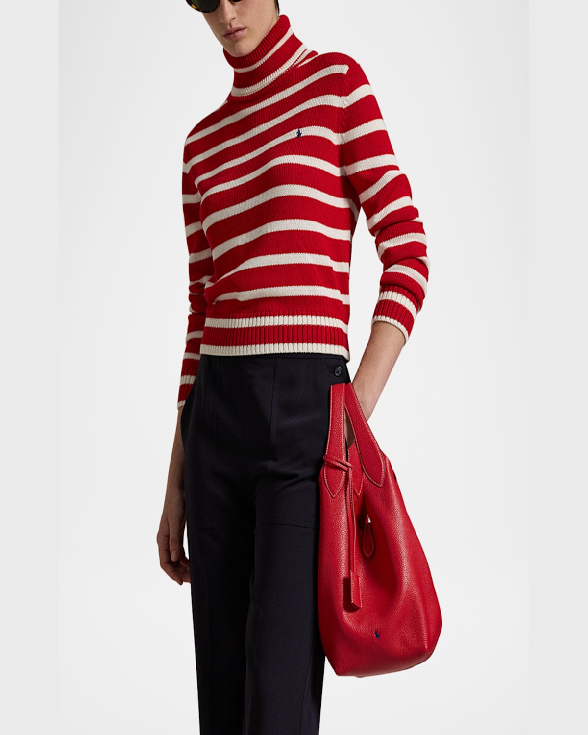 Polo Ralph Lauren Polo Play Medium Leather Tote Bag In Cherry