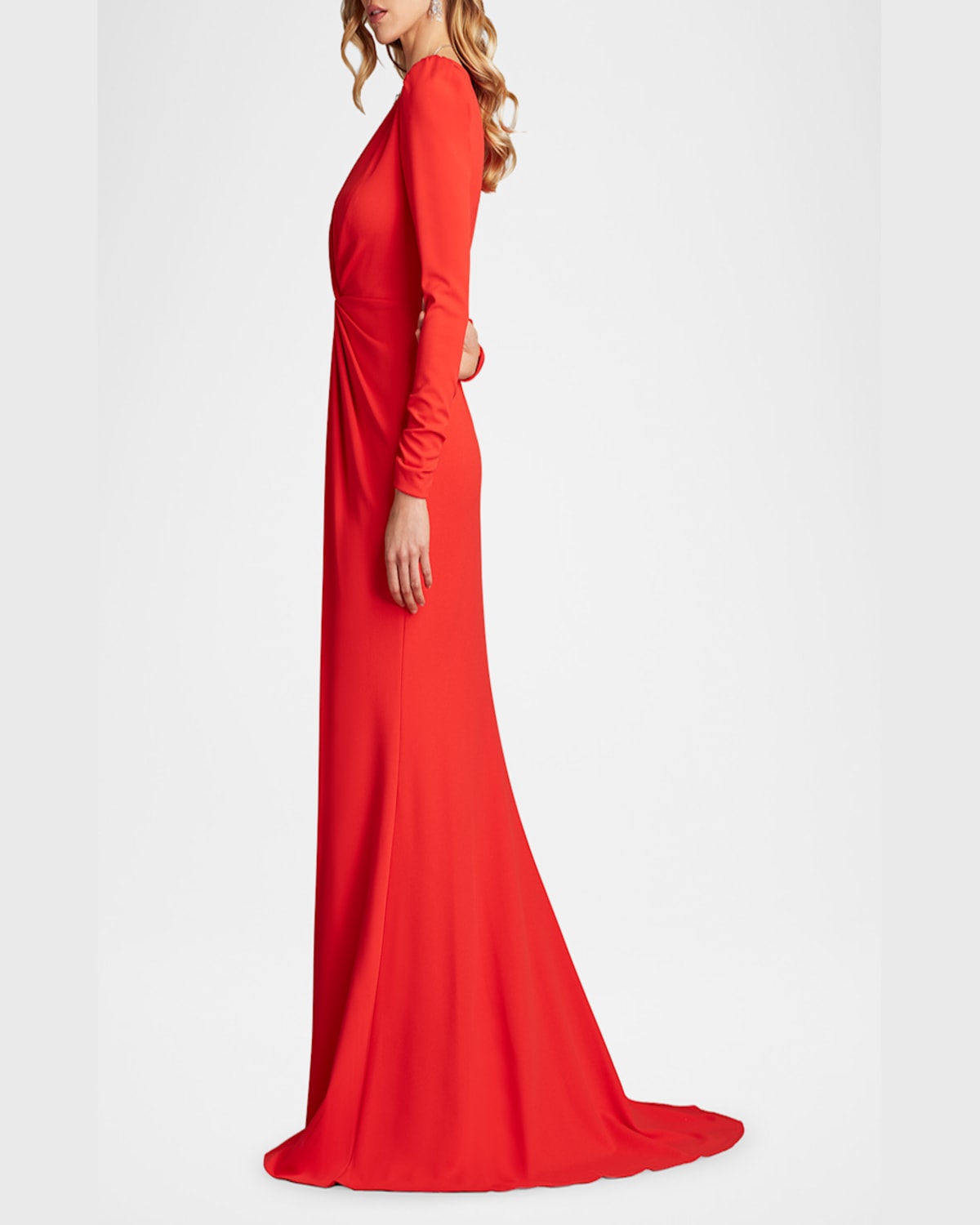 Tadashi Shoji Plunge Twist-front Crepe Gown