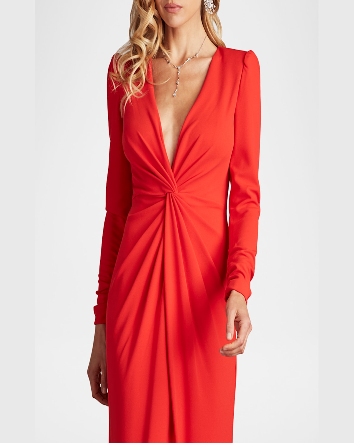 Tadashi Shoji Plunge Twist-front Crepe Gown