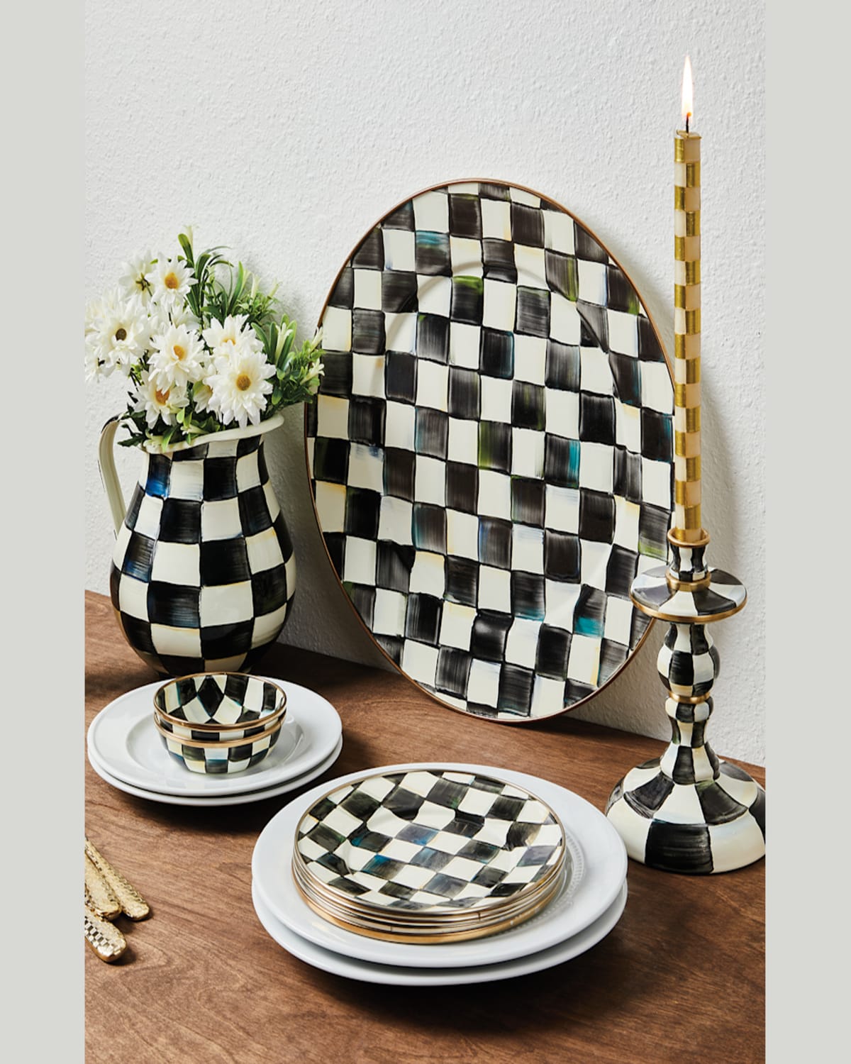 Mackenzie-childs Courtly Check Enamel Serving Platter