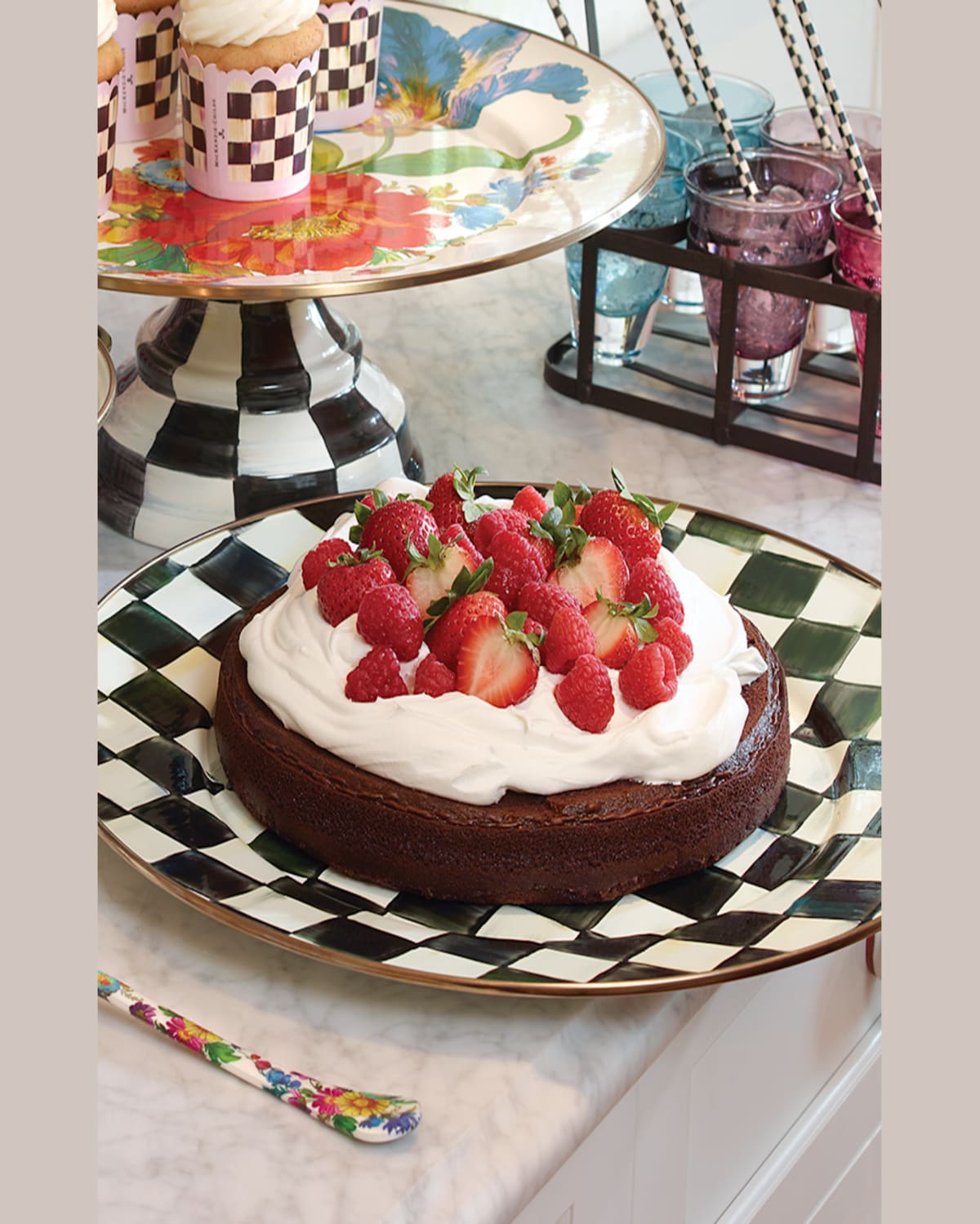 Mackenzie-childs Courtly Check Enamel Serving Platter
