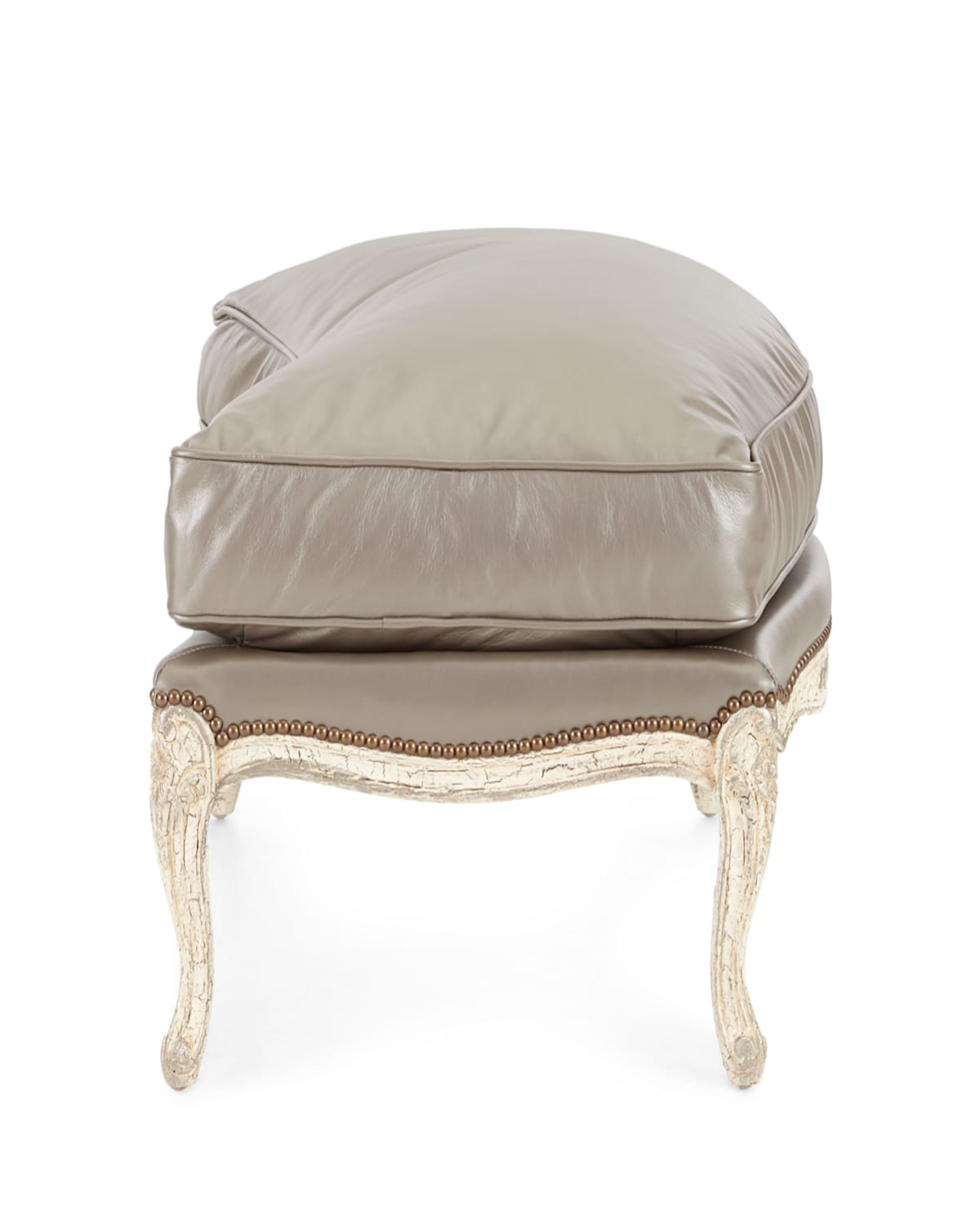 Old Hickory Tannery Silver Leather Bergere Ottoman