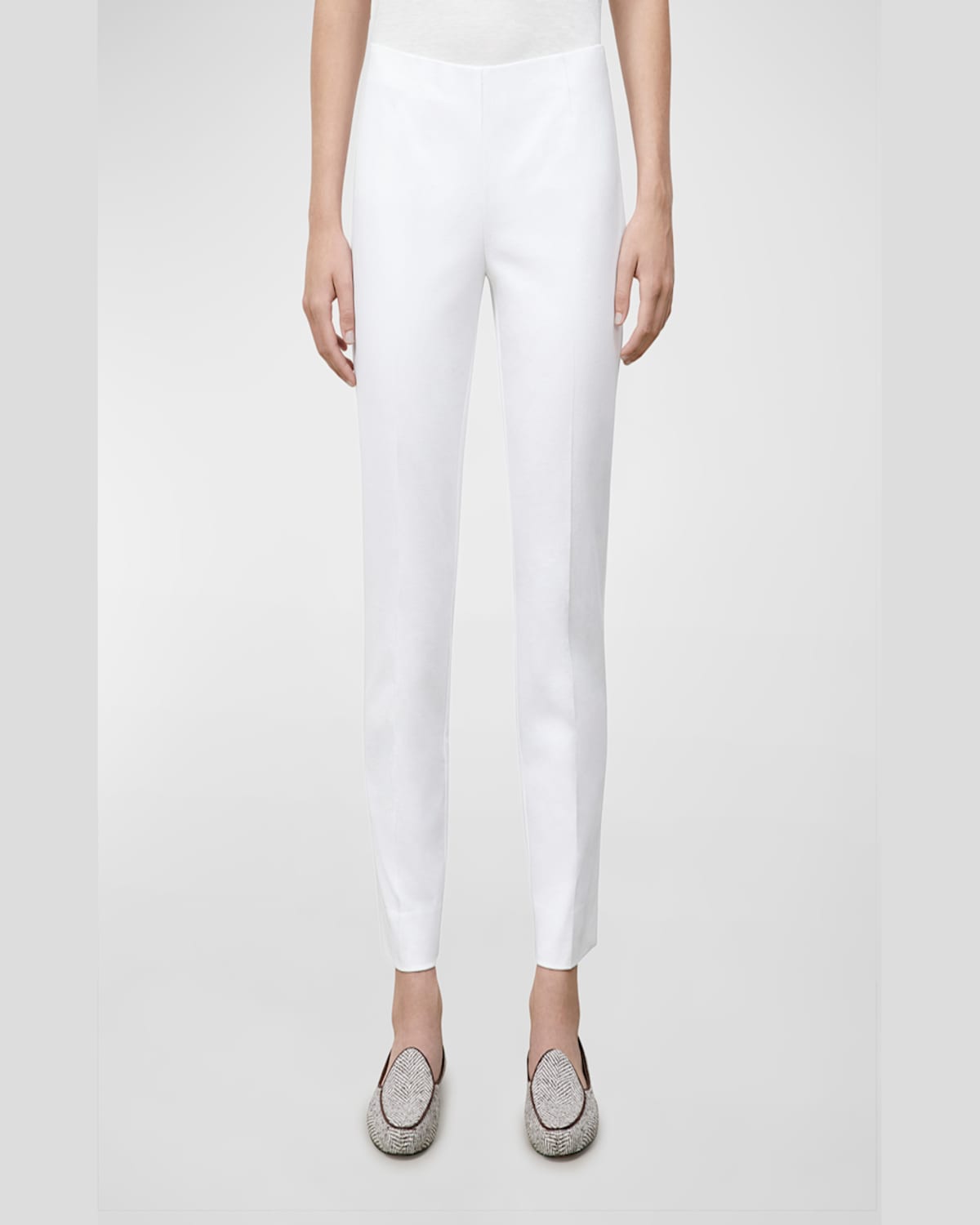 Lafayette 148 Jodhpur Cloth Cropped Bleecker Pant In White