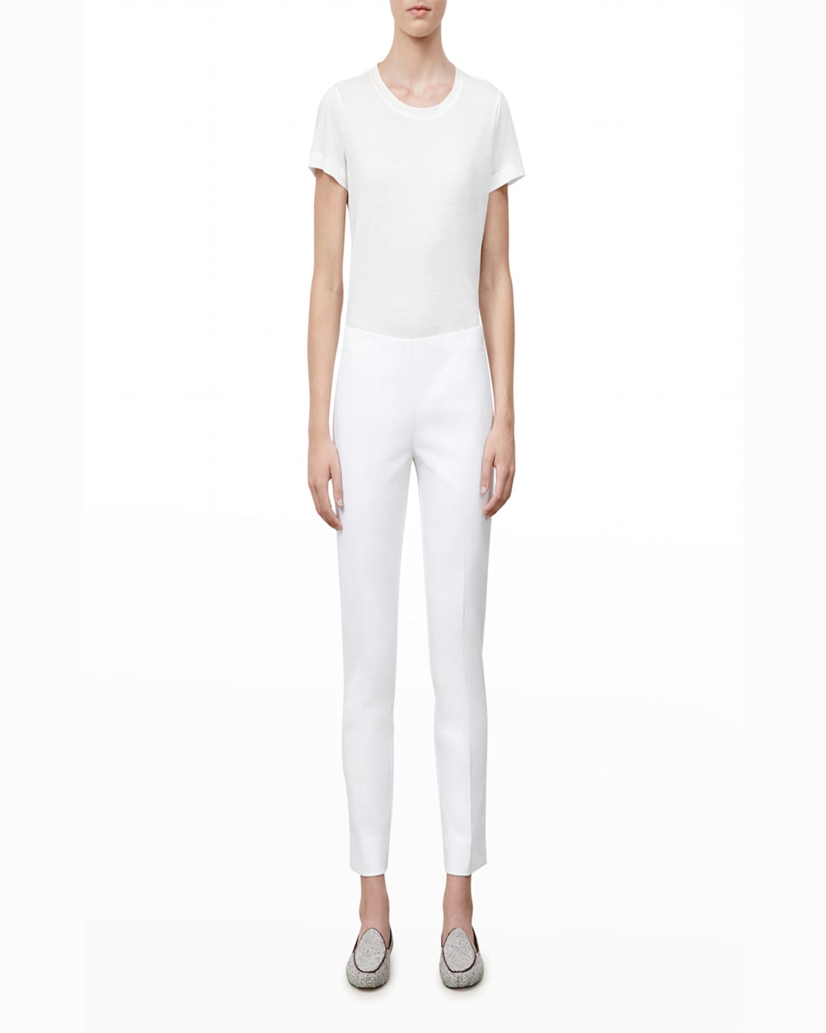 Lafayette 148 Jodhpur Cloth Cropped Bleecker Pant In White