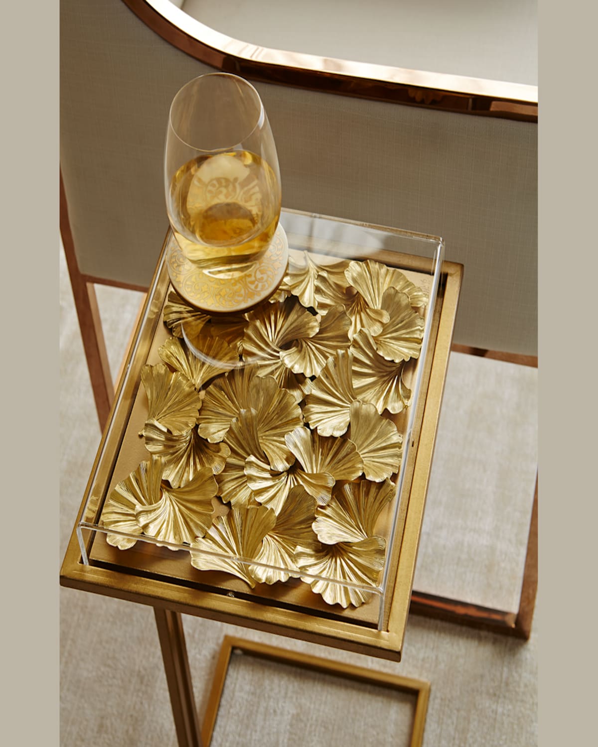 Tommy Mitchell Gilded Gingko Cocktail Table In Gold