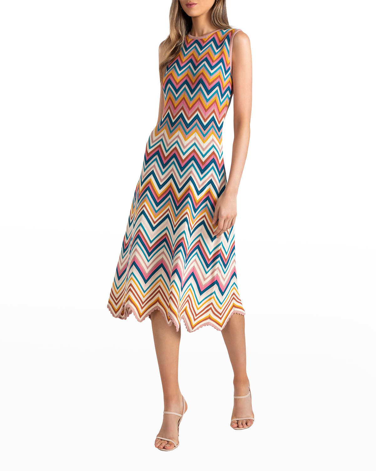 SHOSHANNA LEIA CHEVRON STRIPE MIDI DRESS