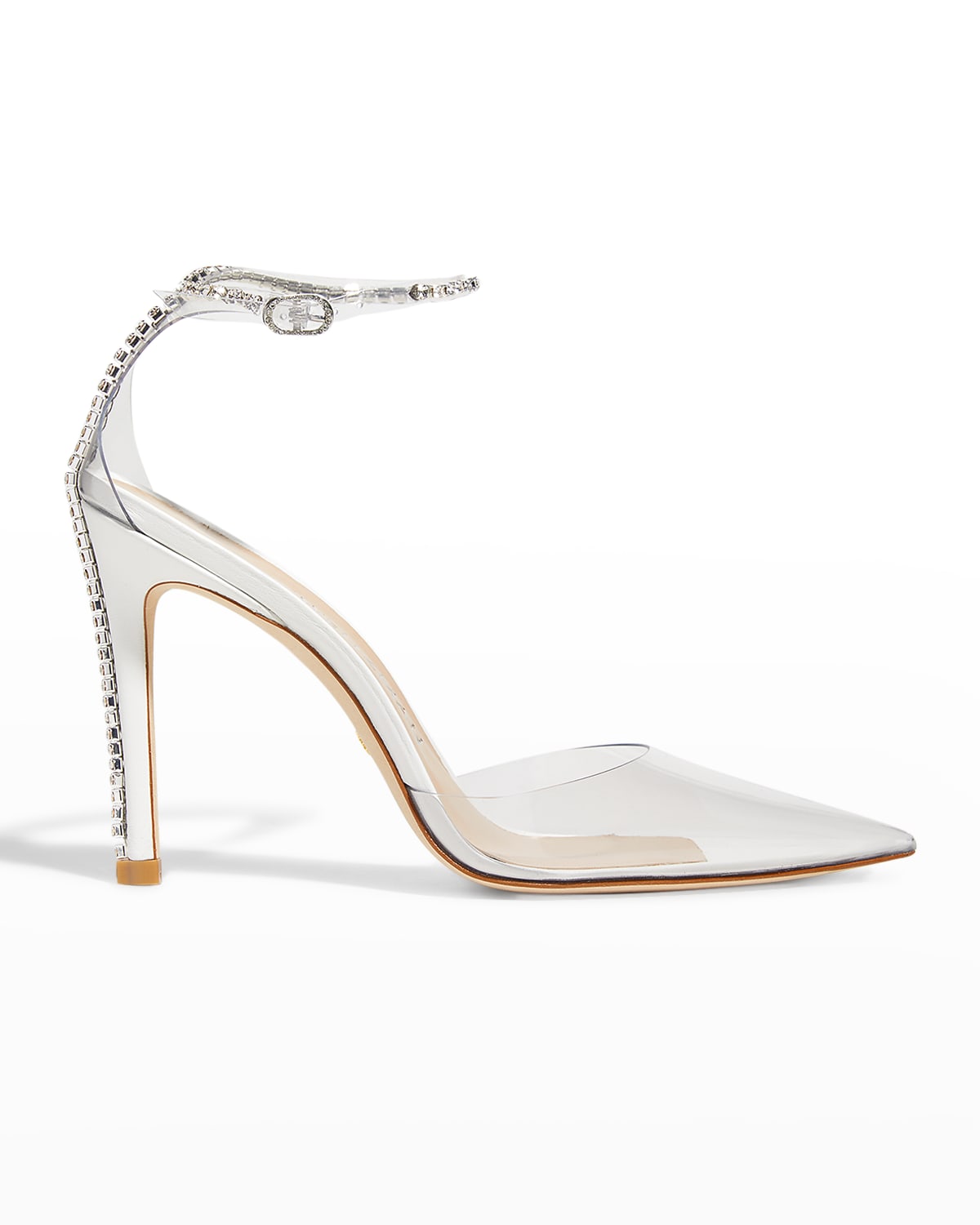 Stuart Weitzman Stuart Glam Pvc Embellished Ankle-strap Pumps In Clear ...