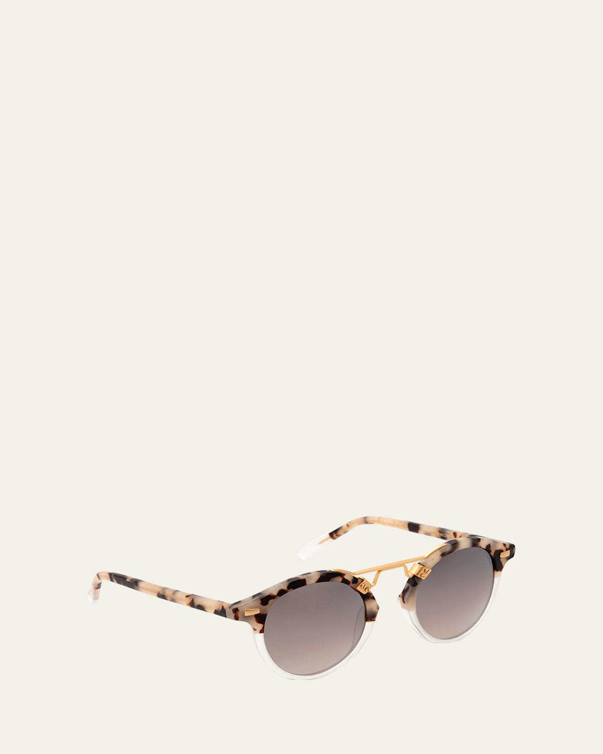 Krewe St. Louis 46mm Round Sunglasses In Oyster/crystal