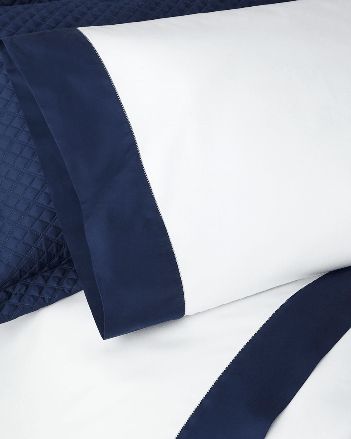 Ralph Lauren Organic Sateen Border Standard Pillowcase In Blue