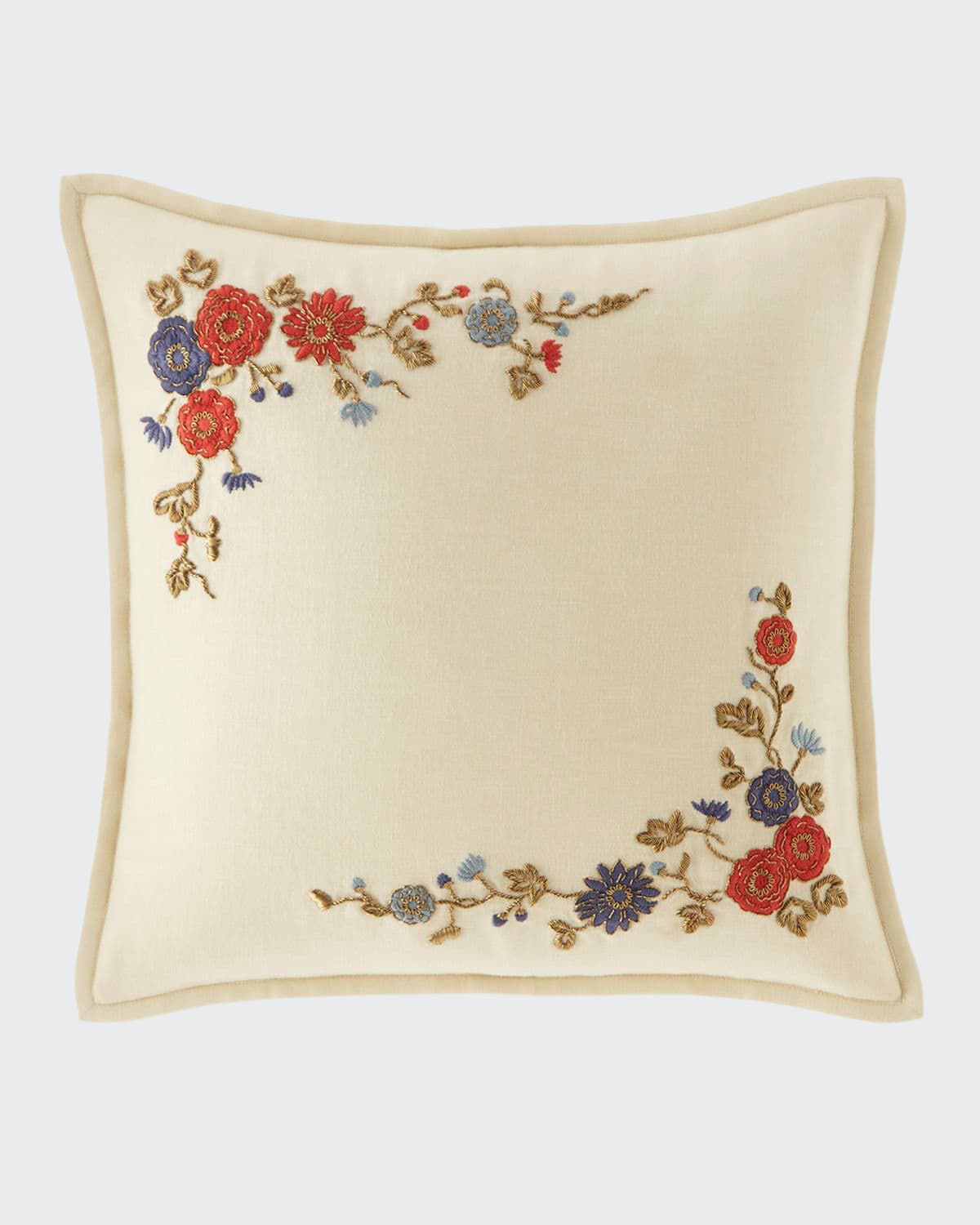Ralph Lauren Macall Embroidery Pillow In Cream