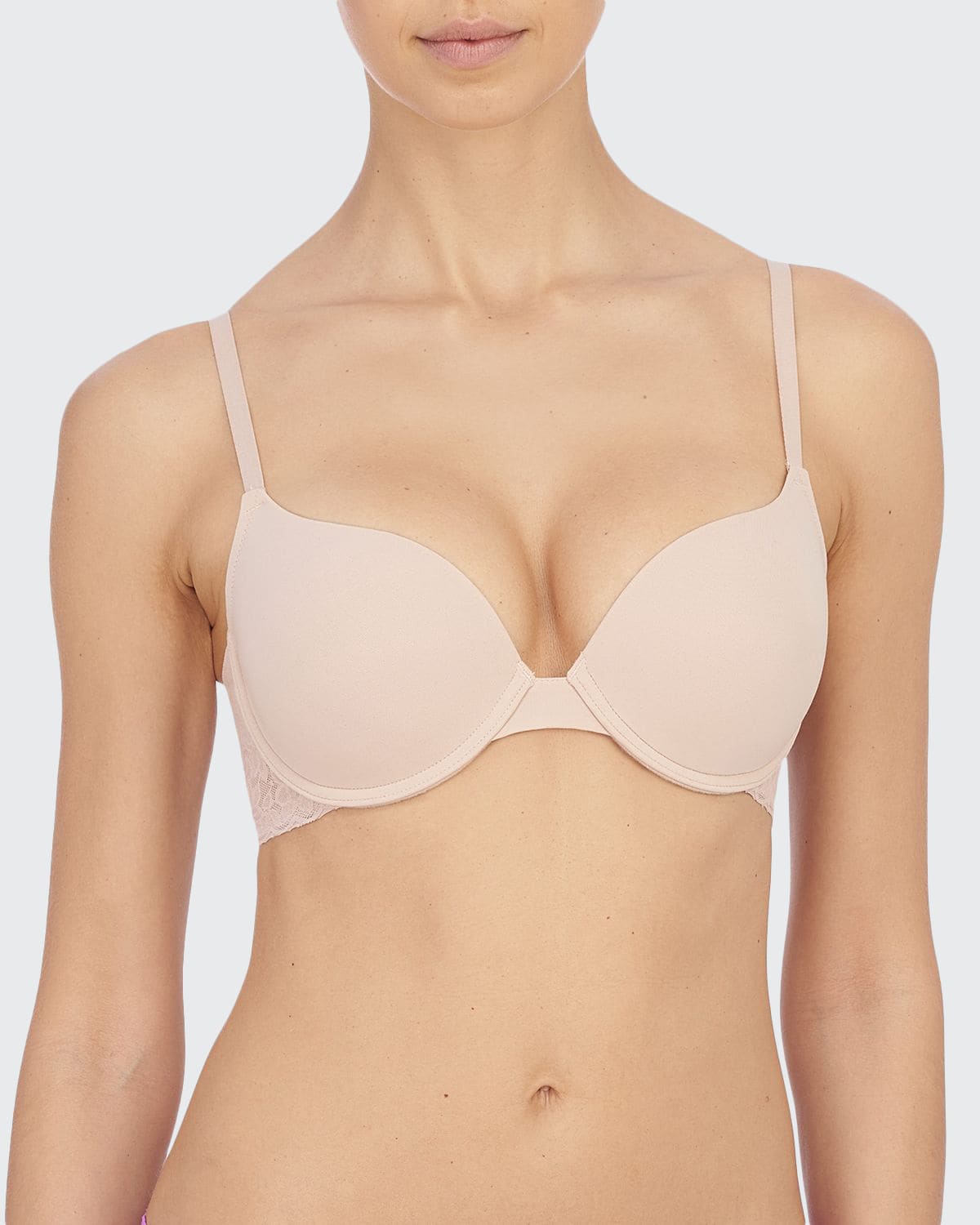 Natori Sheer Glamour Push Up Underwire Bra In Lt Mocha