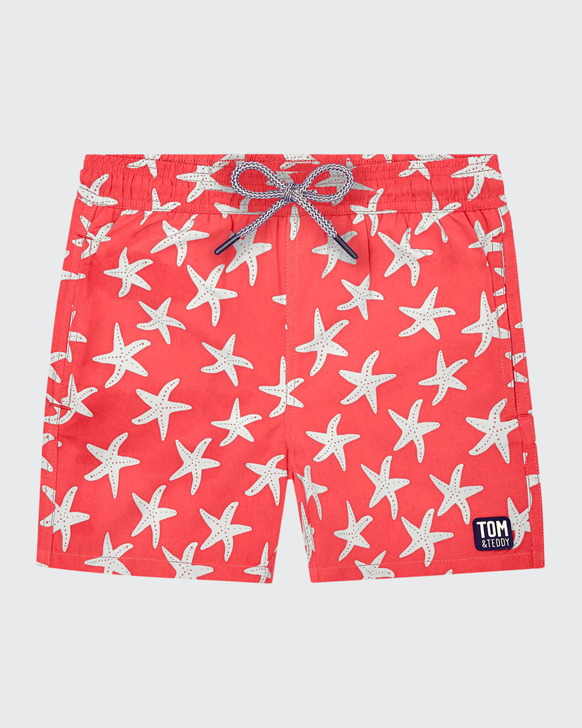 Shop Tom & Teddy Boy's Starfish-print Swim Trunks In Rose  Blue