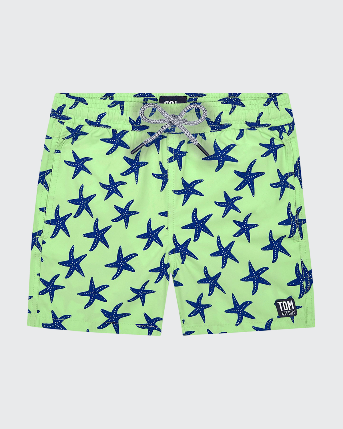 Shop Tom & Teddy Boy's Starfish-print Swim Trunks In Fresh Green  Blue