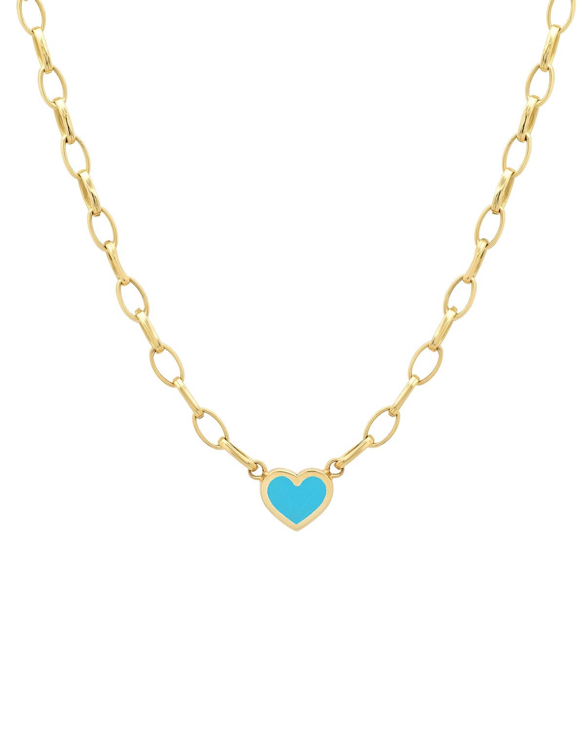 18k Gold Heart-Shaped Pendant Chain Necklace