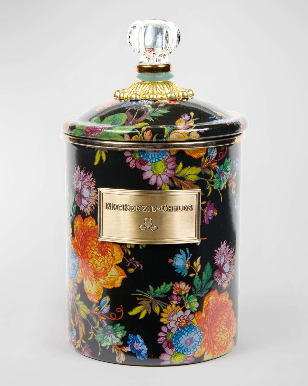 Mackenzie-childs Medium Flower Market Canister In Black