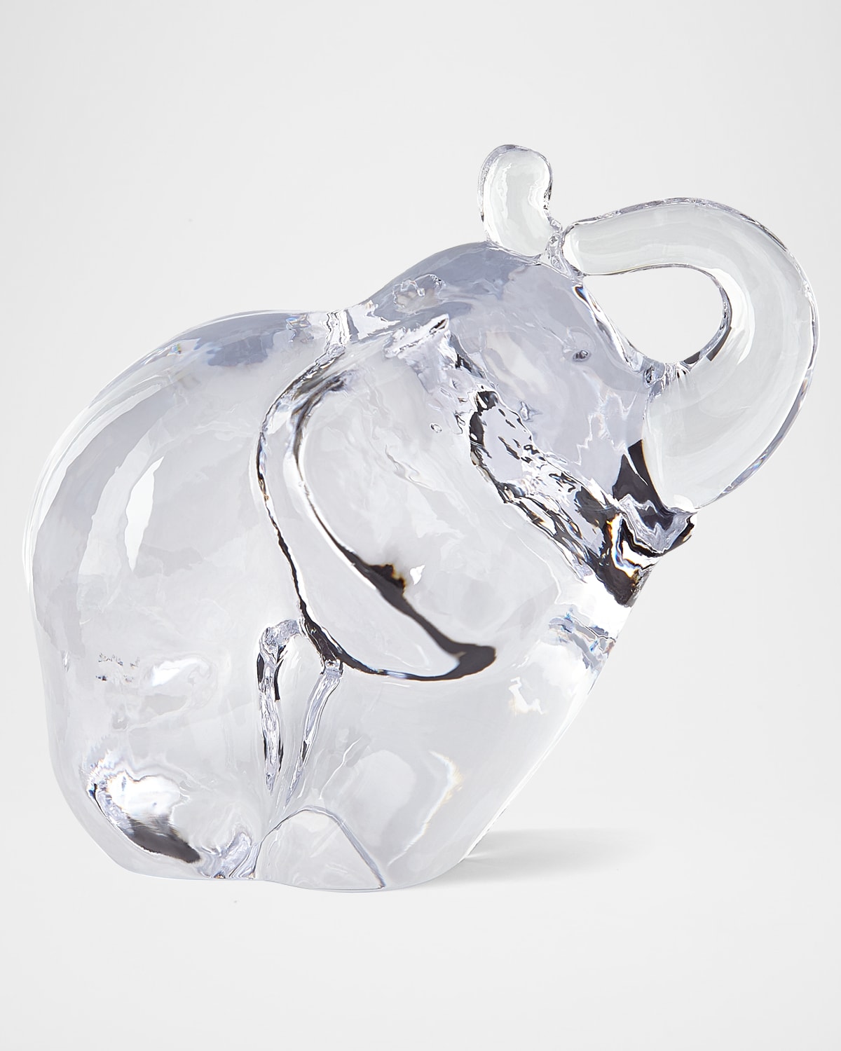 Simon Pearce Glass Elephant Sculpture In Clear
