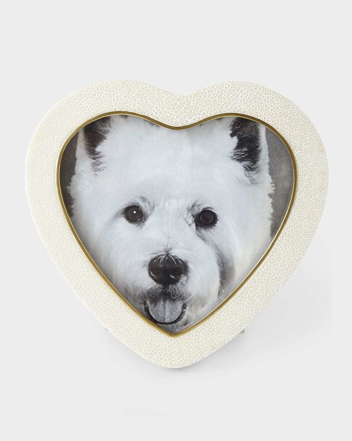 AERIN CREAM FAUX-SHAGREEN HEART PICTURE FRAME