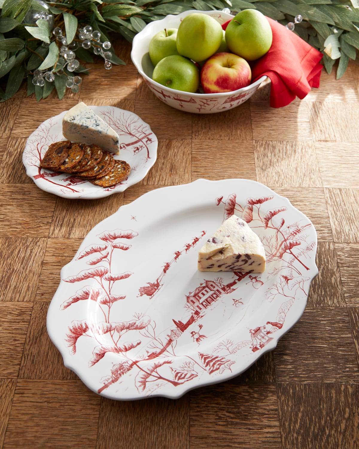 Juliska Country Estate Winter Frolic Ruby Christmas Eve Serving Platter