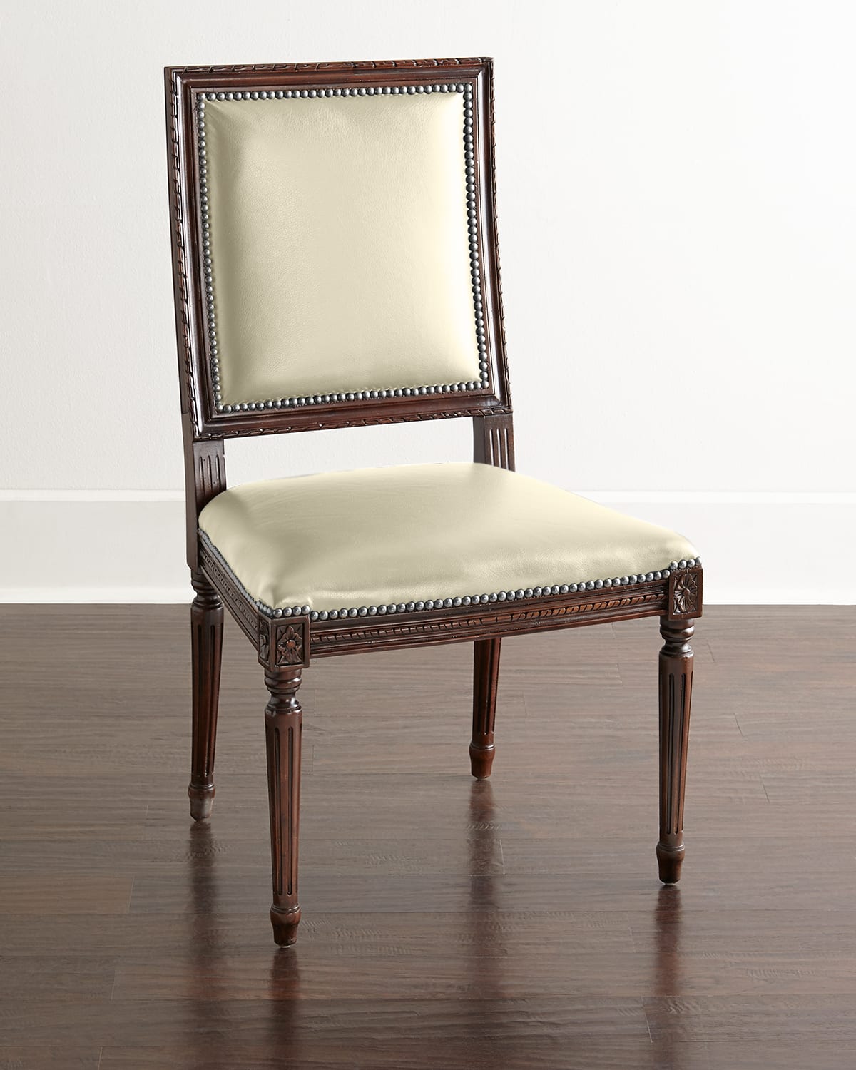 Massoud Ingram Leather Dining Chair, C3 In Metallic