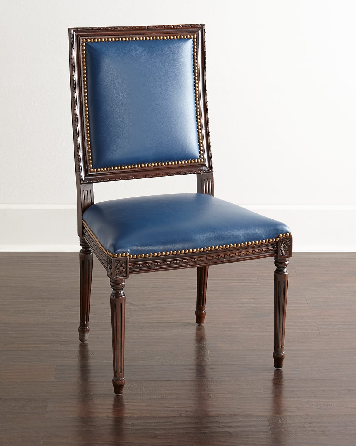 Massoud Ingram Leather Dining Chair, B6 In Cobalt