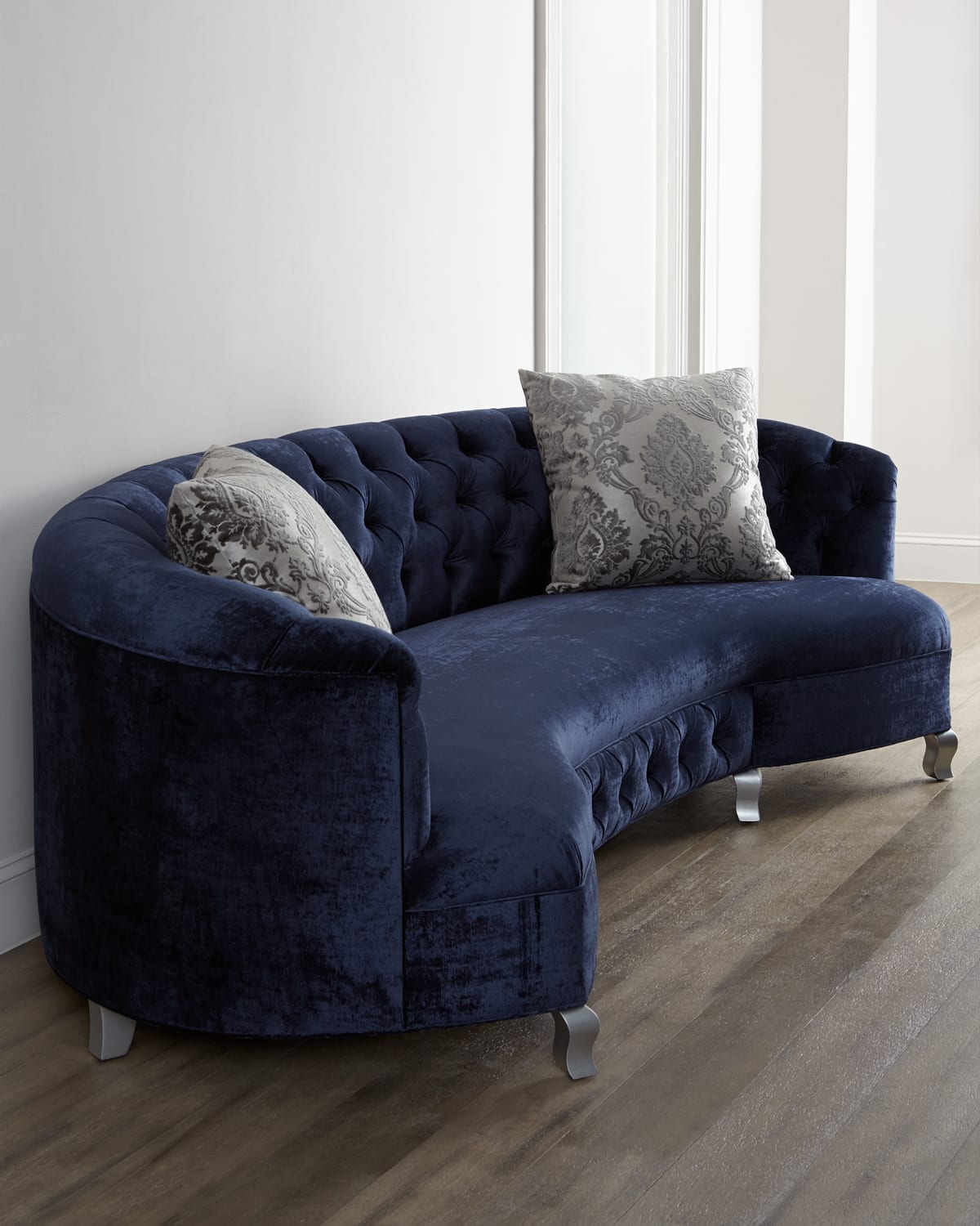 Haute House Majestic Jayne Tufted Sofa 114" In Navy
