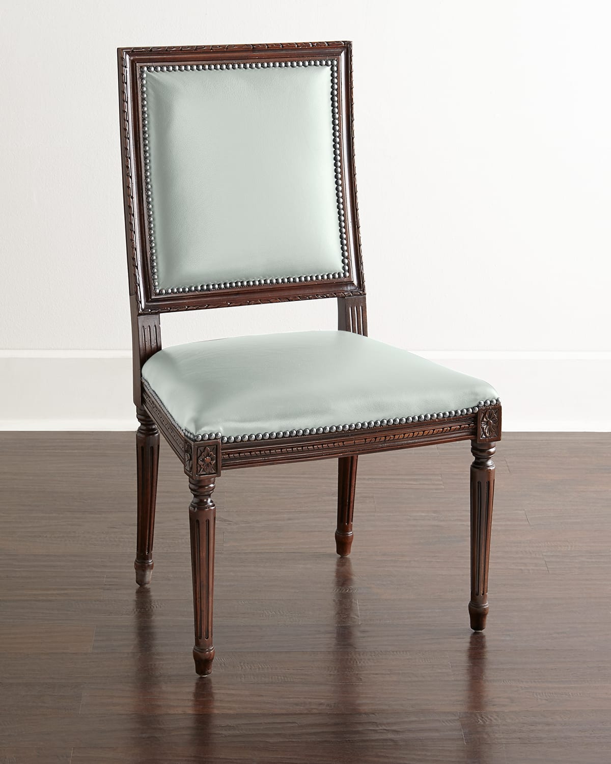 Massoud Ingram Leather Dining Chair In Frost
