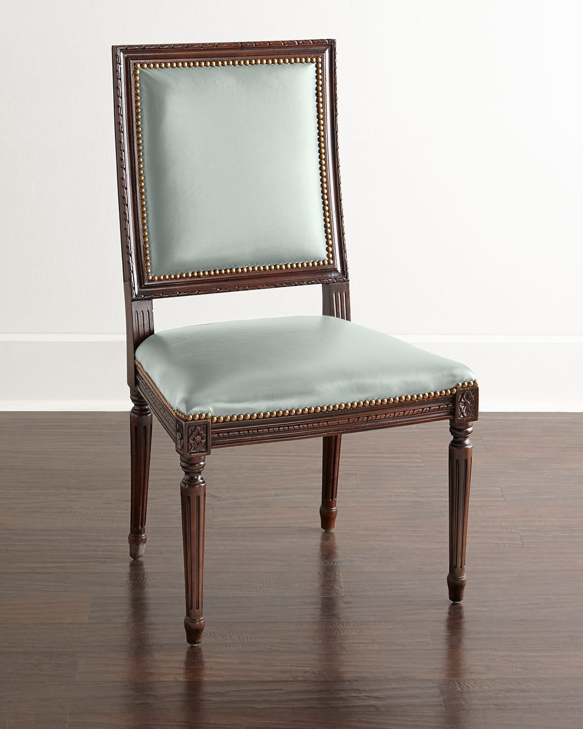 Massoud Ingram Leather Dining Chair In Frost