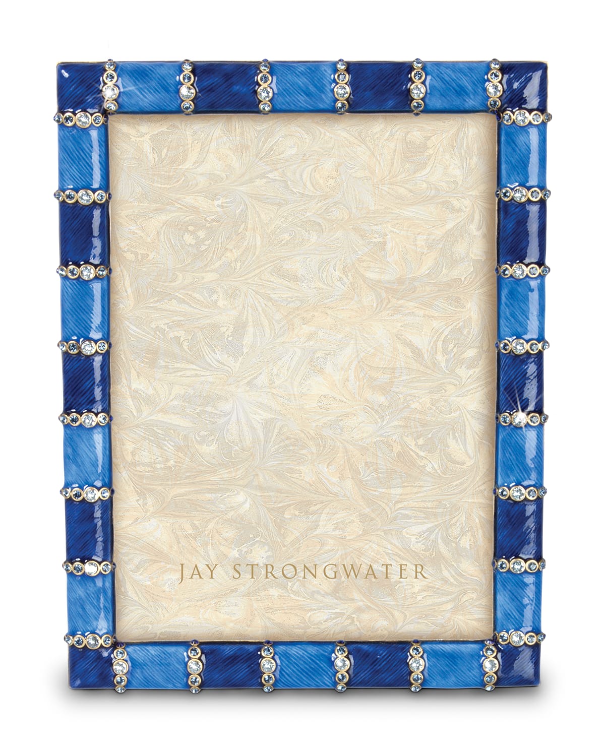 Shop Jay Strongwater Pierce Striped 5" X 7" Picture Frame In Indigo