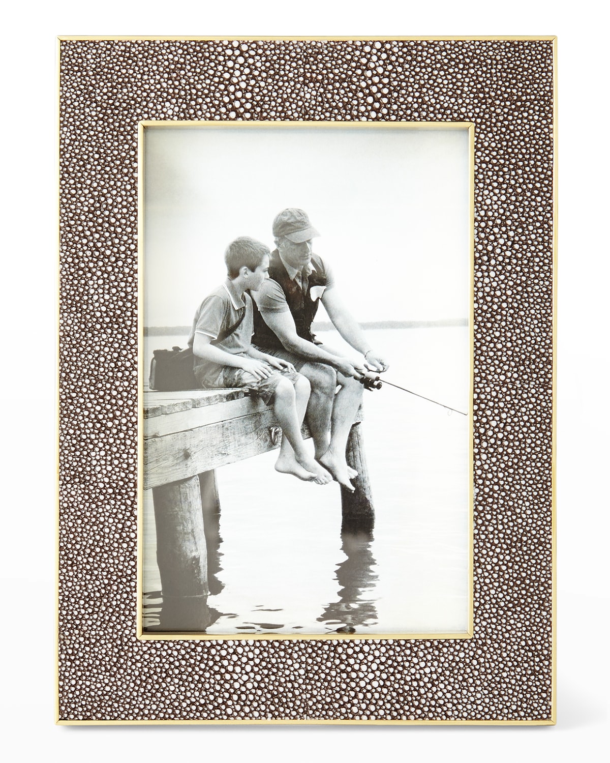 Aerin Classic Chocolate Faux-shagreen Picture Frame, 4" X 6"