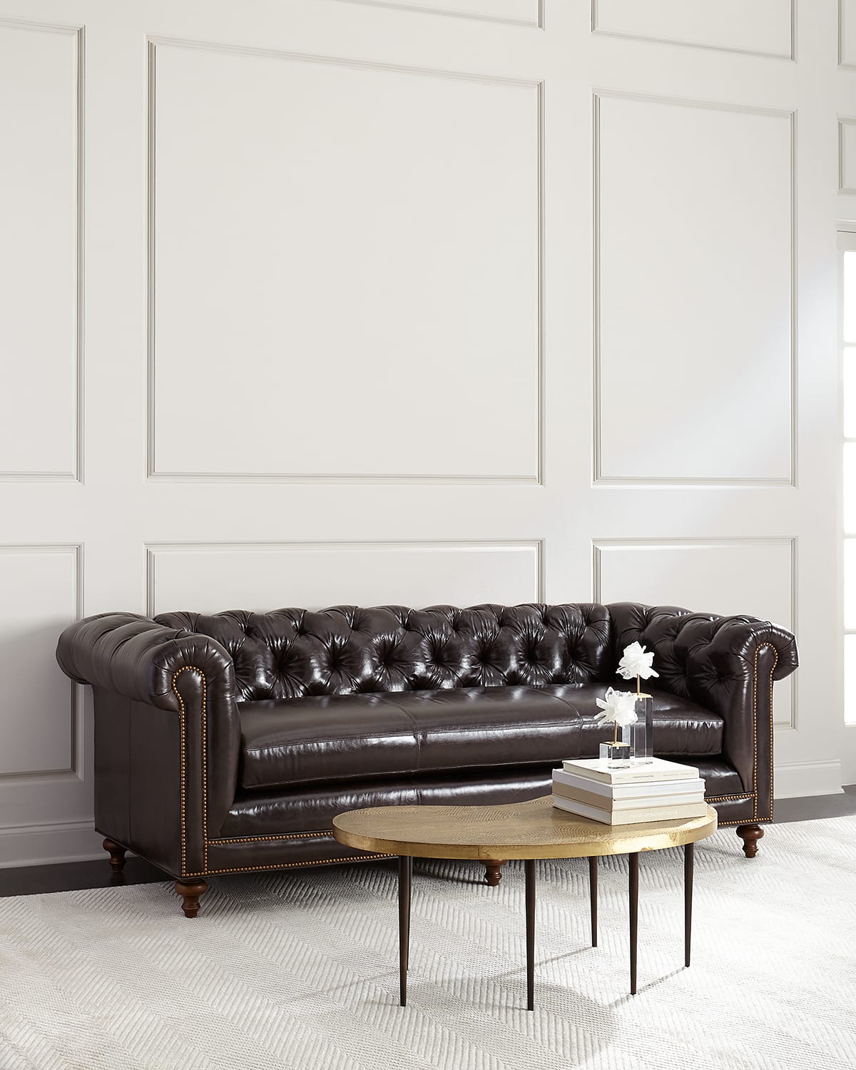 Massoud Davidson 94" Slab Seat Chesterfield Sofa