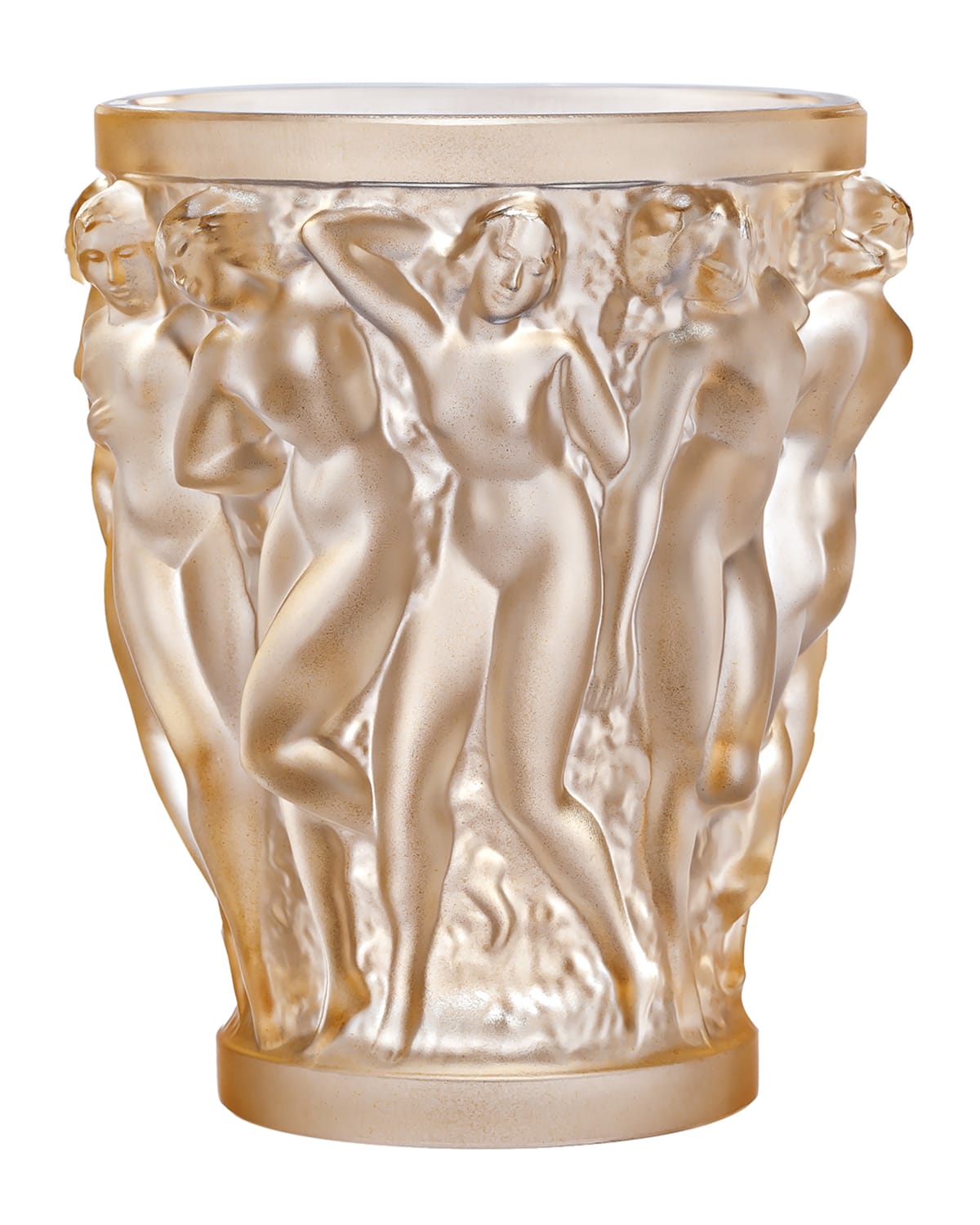 LALIQUE BACCHANTES SMALL GOLD-LUSTER VASE
