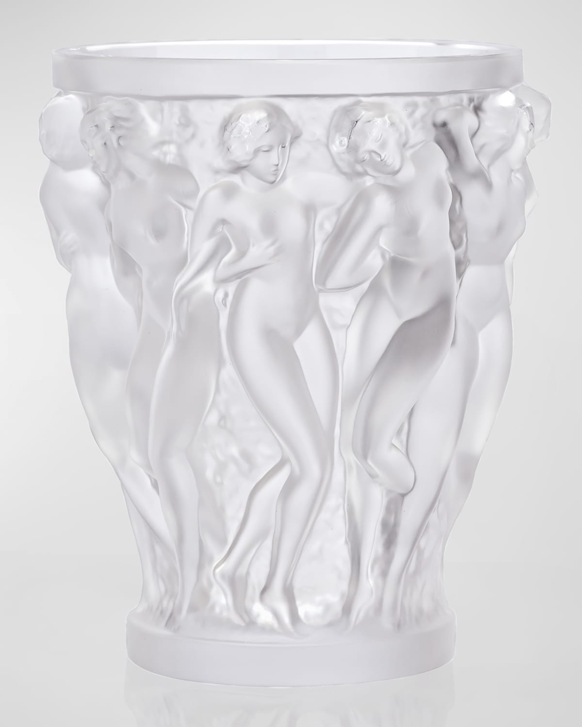 Lalique Bacchantes Small Crystal Vase 14.6cm In Clear